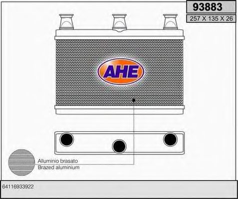 93883 AHE Отопление / вентиляция Теплообменник, отопление салона