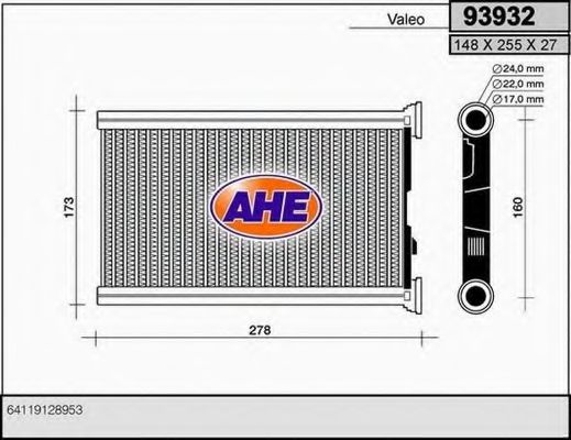 93932 AHE Heat Exchanger, interior heating