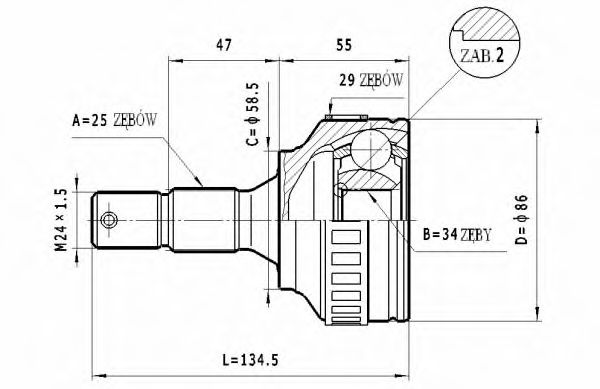 C.266 STATIM Joint Kit, drive shaft