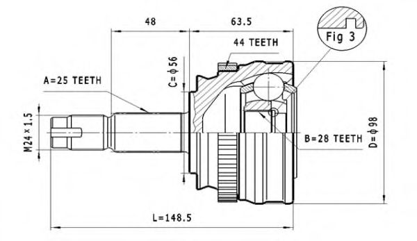 C.159 STATIM Joint Kit, drive shaft