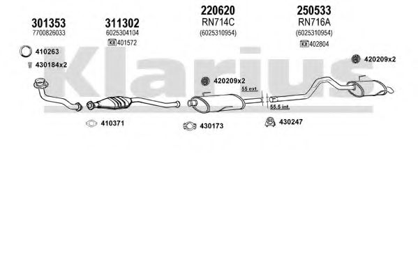 720745E KLARIUS Exhaust System Exhaust System