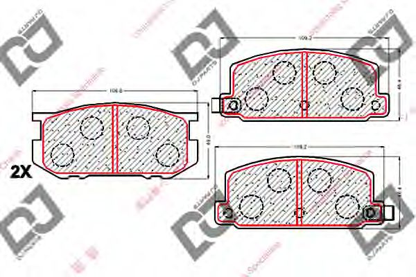 BP1828 DJ+PARTS Тормозная система Комплект тормозных колодок, дисковый тормоз