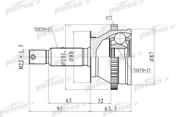 PCV8728 PATRON Joint Kit, drive shaft