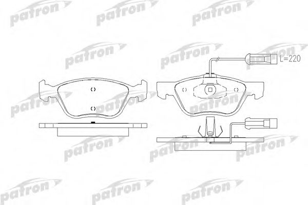 PBP1052 PATRON Тормозная система Комплект тормозных колодок, дисковый тормоз