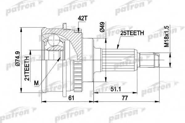 PCV1266 PATRON Joint Kit, drive shaft