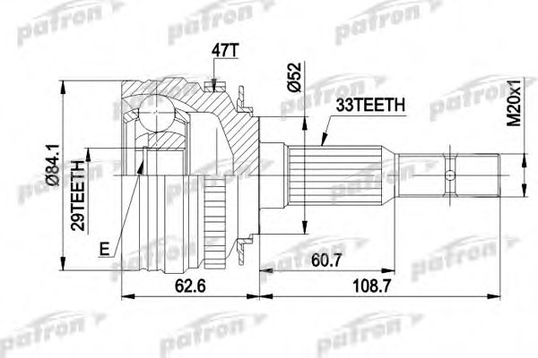 PCV1279 PATRON Joint Kit, drive shaft