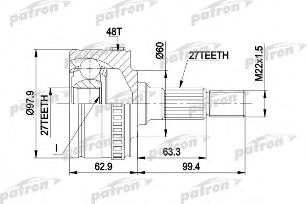 PCV1298 PATRON Joint Kit, drive shaft