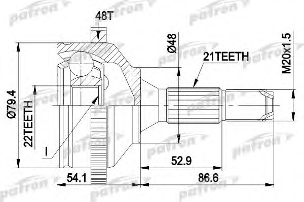 PCV1382 PATRON Joint Kit, drive shaft