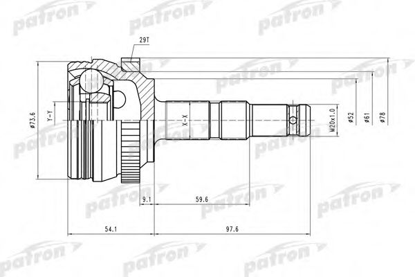 PCV1400 PATRON Final Drive Joint Kit, drive shaft