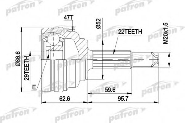 PCV1401 PATRON Привод колеса Шарнирный комплект, приводной вал