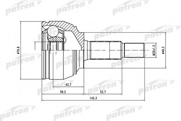 PCV1443 PATRON Шарнирный комплект, приводной вал
