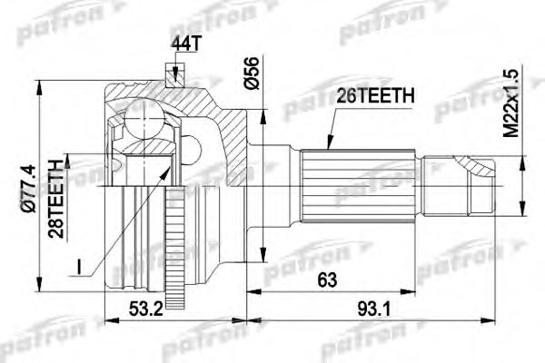PCV1473 PATRON Gelenksatz, Antriebswelle