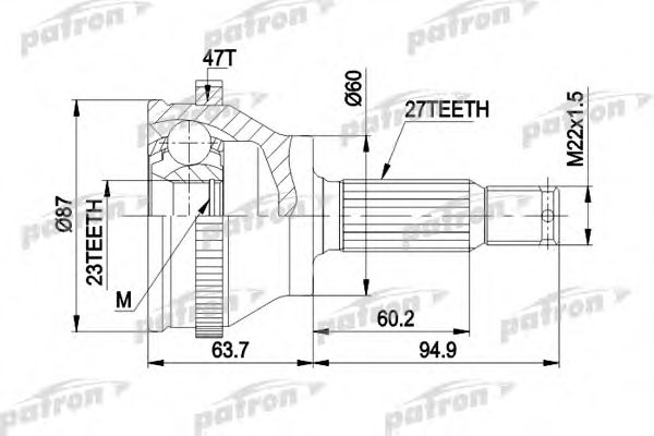PCV1617AR PATRON Joint Kit, drive shaft