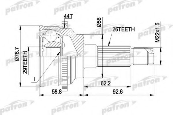 PCV3029 PATRON Radantrieb Gelenksatz, Antriebswelle