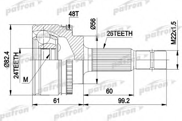 PCV3445 PATRON Gelenksatz, Antriebswelle