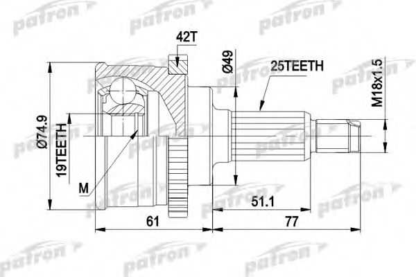 PCV3741 PATRON Joint Kit, drive shaft