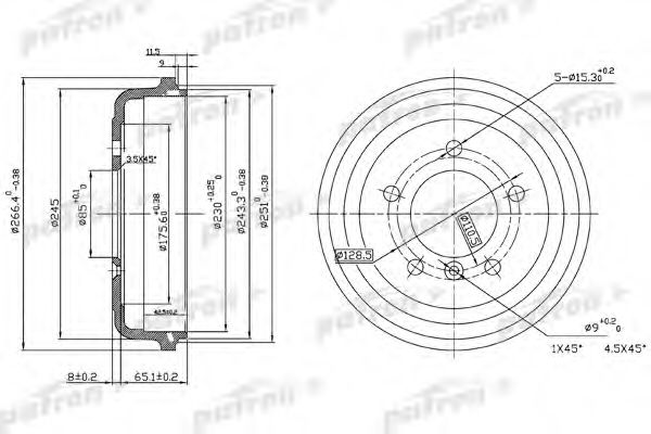 PDR1095 PATRON Bremstrommel