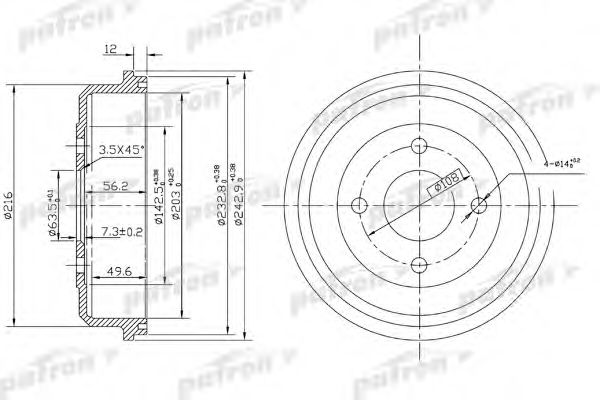 PDR1533 PATRON Bremstrommel