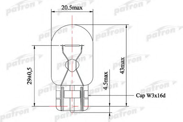 PLW21W PATRON Лампа накаливания, фонарь указателя поворота