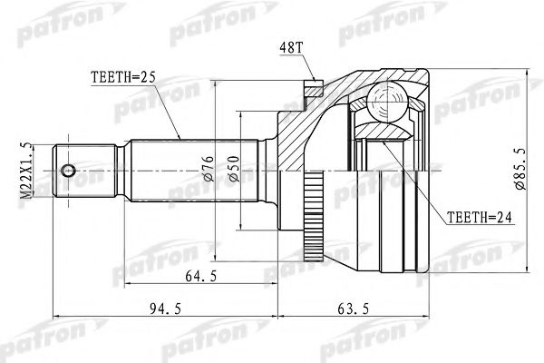 PCV1611 PATRON Joint Kit, drive shaft
