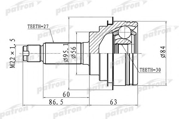 PCV1260 PATRON Joint Kit, drive shaft