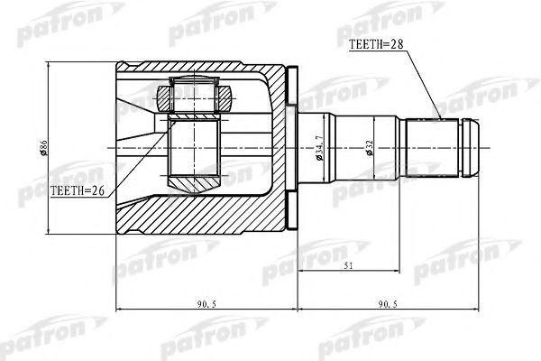 PCV1402 PATRON Final Drive Joint Kit, drive shaft