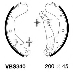VBS340 MOTAQUIP Тормозная система Комплект тормозных колодок