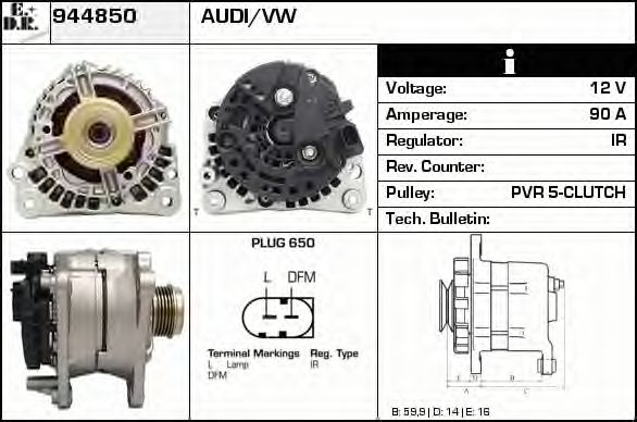 944850 EDR Alternator Alternator Freewheel Clutch