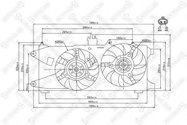 29-99442-SX STELLOX Cooling System Fan, radiator