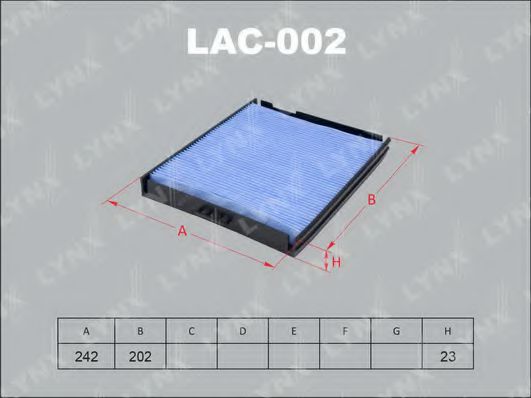 LAC-002 LYNXAUTO Heating / Ventilation Filter, interior air