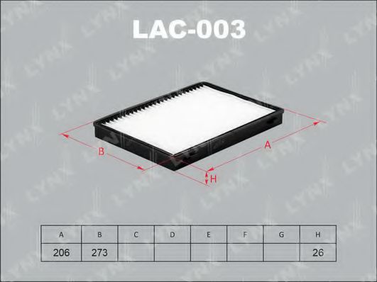 LAC-003 LYNXAUTO Heating / Ventilation Filter, interior air