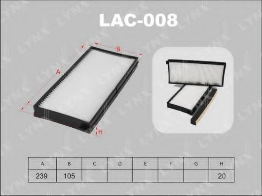 LAC-008 LYNXAUTO Heating / Ventilation Filter, interior air