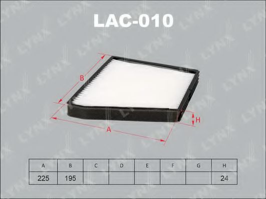 LAC-010 LYNXAUTO Heating / Ventilation Filter, interior air