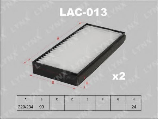 LAC-013 LYNXAUTO Heating / Ventilation Filter, interior air
