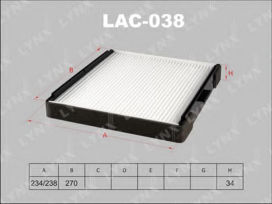 LAC-038 LYNXAUTO Фильтр, воздух во внутренном пространстве