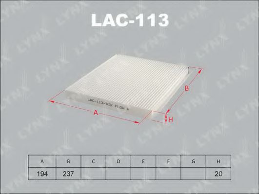 LAC-113 LYNXAUTO Heating / Ventilation Filter, interior air