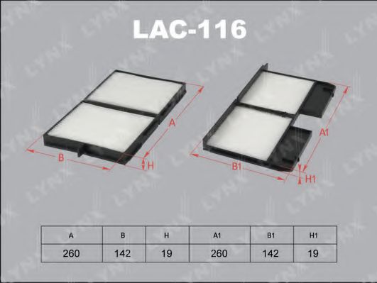 LAC-116 LYNXAUTO Filter, interior air