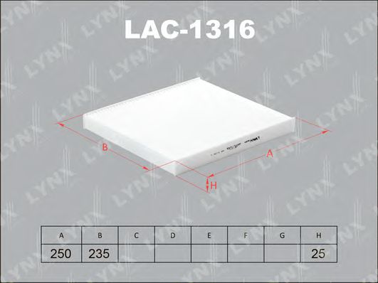 LAC-1316 LYNXAUTO Heating / Ventilation Filter, interior air