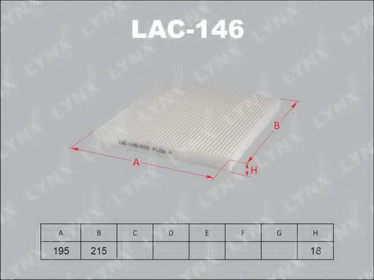 LAC-146 LYNXAUTO Heating / Ventilation Filter, interior air