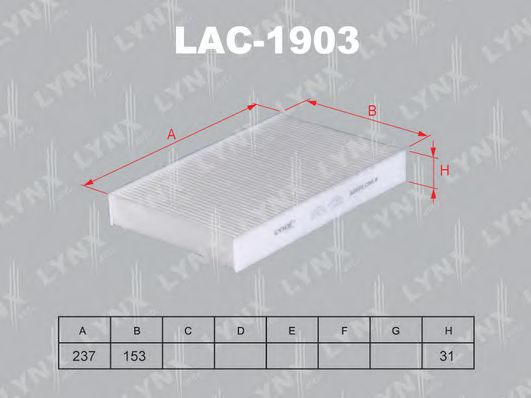LAC-1903 LYNXAUTO Heating / Ventilation Filter, interior air