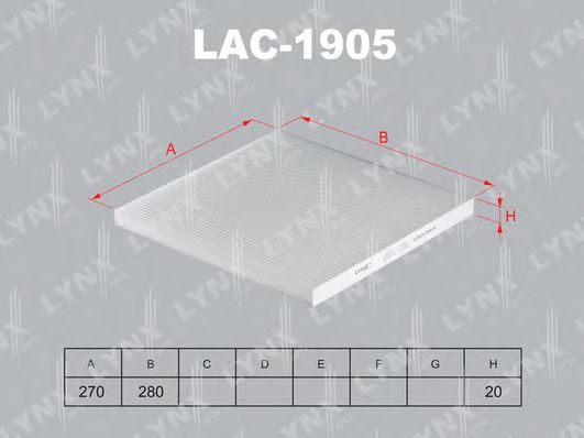 LAC-1905 LYNXAUTO Filter, interior air