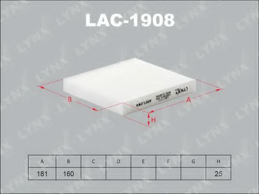 LAC-1908 LYNXAUTO Heating / Ventilation Filter, interior air