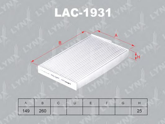 LAC-1931 LYNXAUTO Heating / Ventilation Filter, interior air