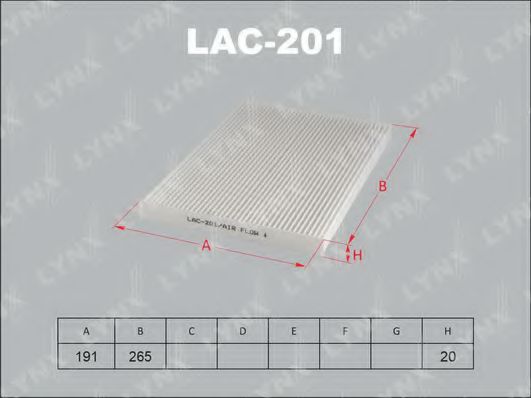 LAC-201 LYNXAUTO Heating / Ventilation Filter, interior air