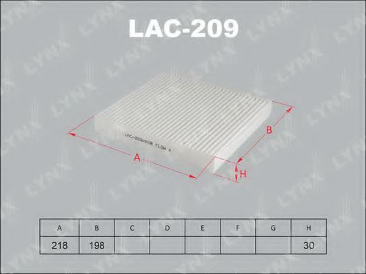 LAC-209 LYNXAUTO Heating / Ventilation Filter, interior air