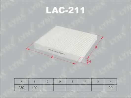 LAC-211 LYNXAUTO Heating / Ventilation Filter, interior air