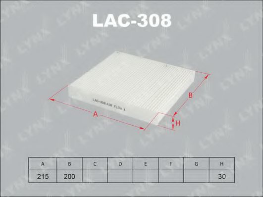 LAC-308 LYNXAUTO Heating / Ventilation Filter, interior air