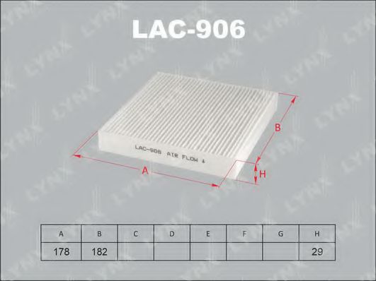 LAC-906 LYNXAUTO Heating / Ventilation Filter, interior air