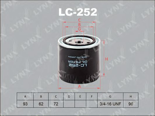 LC-252 LYNXAUTO Oil Filter