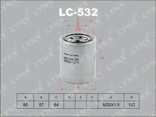LC-532 LYNXAUTO Lubrication Oil Filter